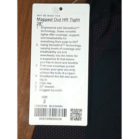 Lululemon Mapped Out High Rise Tight 28" Black / Marvel Size 2 NWT - Picture 3 of 11